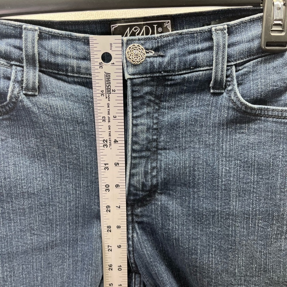 NYDJ Marilyn Straight Jeans Womens 8 Blue Denim Stretch Button legs Cute‎ 2569 - Picture 6 of 10